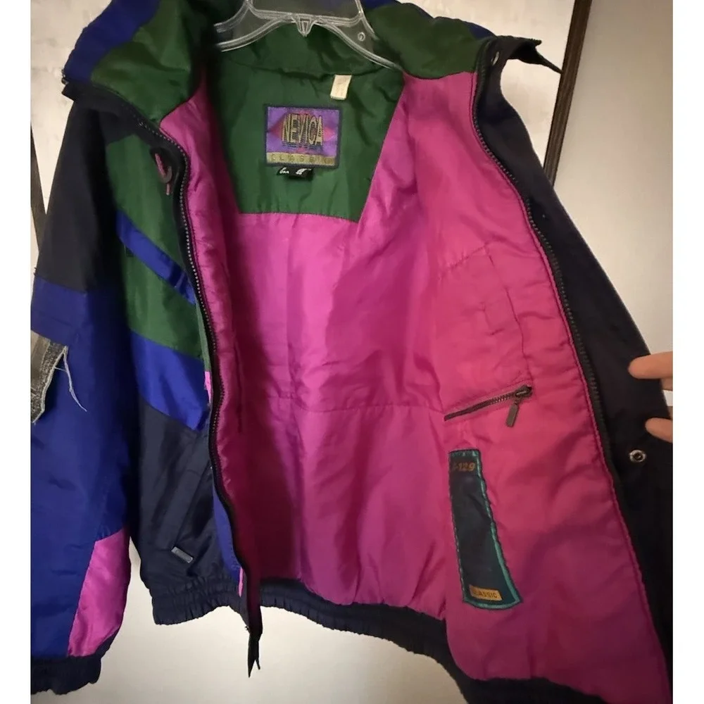 Nevica FS12.9 Mens‎ 40 Ski Jacket RECCO Survival Nylon Color-block Retro Whistle